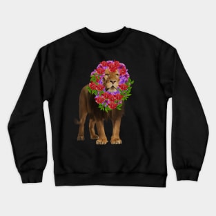 Lion with flower head, Love Lions, Big Cat Crewneck Sweatshirt